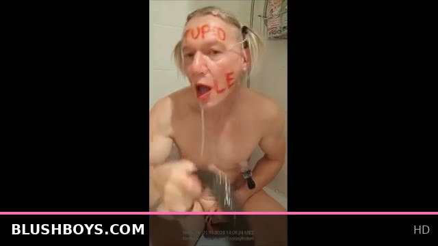Blonde Big-Titted Sissy Takes It Deep in Both Holes 3