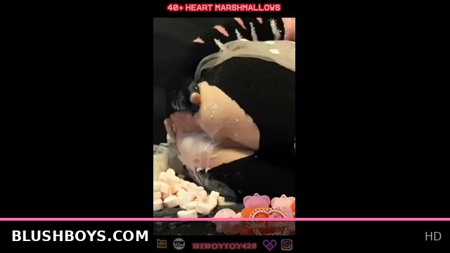 Valentine’s Day Femboy Anal Play with Marshmallows Delight